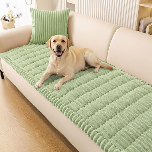 Smiry Couch Cover for Dogs Washable, Non Slip Fuzzy Pet Couch Covers for 3 Cushion Sofa Pet Friendly, Thick Soft Sofa Slipcovers Cushion Protector (Green, 27.6" x 88")