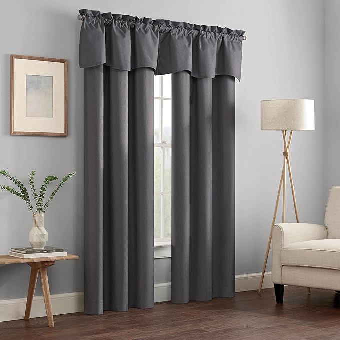 ECLIPSE Kendall Modern Blackout Thermal Rod Pocket Window Curtain for Bedroom or Living Room (1 Panel), 42" x 84", Charcoal, 1 Panel