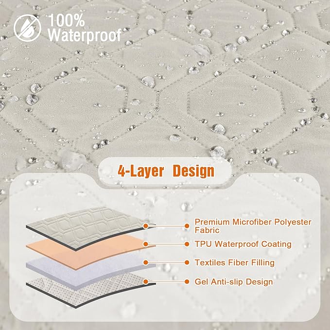 VANSOFY 100% Waterproof Recliner Chair Covers, Recliner Cover Non-Slip Dog Chair Cover Furniture Protector Washable Slipcover with Pocket, Elastic Straps for Pets, Dogs(Beige, 23.6")