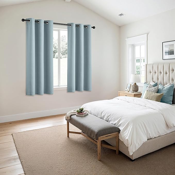 MIULEE Slate Blue Blackout Curtains for Bedroom Living Room 54 Inches Long 2 Panels, Thermal Insulated Room Darkening Drapes Grommet Noise Reducing Light Blocking Window Treatments 40x54 Inch