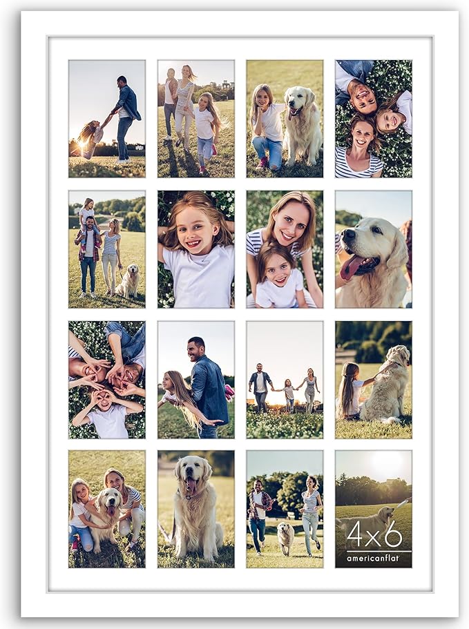Americanflat 4x6 Collage Picture Frame with Polished Plexiglass - Multi Picture Frames Fit Sixteen 4x6 Photos or Use as One 18x26 Poster Frame for Wall Display - Signature Collection - White