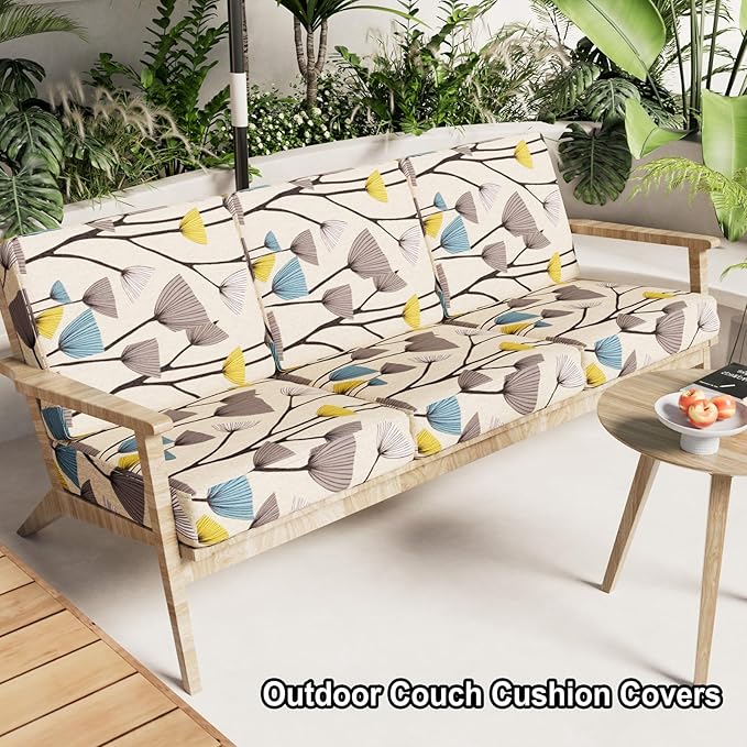 hyha Printed Couch Cushion Covers, Floral Sofa Covers Washable for Cushion Couch, Stretch Pattern Outdoor Cushion Covers for Patio Furniture with Elastic Bottom(Small, Dandelion Flower)
