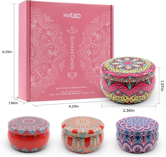 Scented Candles Gift Set for Women Soy Candles 4 Pack Natural Aromatherapy with Dried Flowers in Reusable Tins Relaxation Gift for Birthday Mother's Day Valentine's Day Christmas New Home