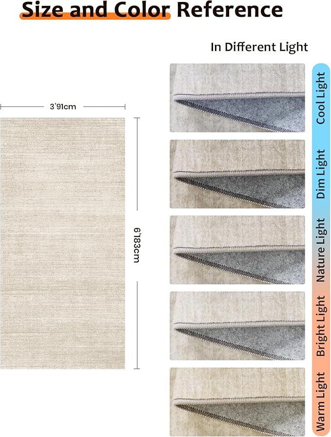 Art&Tuft Non-Slip Runner Rug - 3x6 Runner Rug Washable Hallway Runner, Soft Low-Pile Carpet Runners for Hallways, Bedroom Bathroom Kitchen Laundry Living Room, Beige