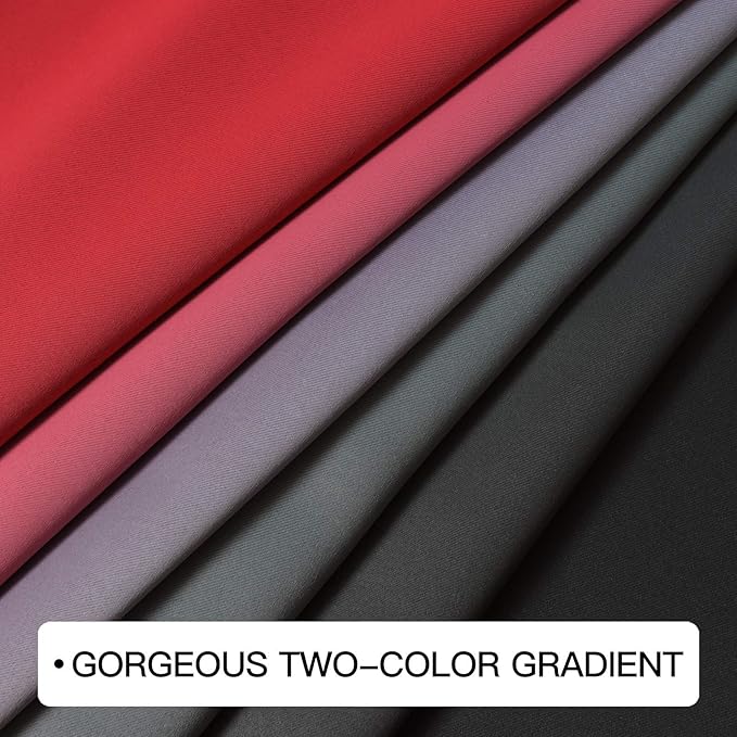 COSVIYA Curtains & Drapes Red and Black Curtains 90 inches Long 2 Panels, Grommet Polyester Light Blocking Ombre Window Curtains for Bedroom/Living Room,52x90 inches