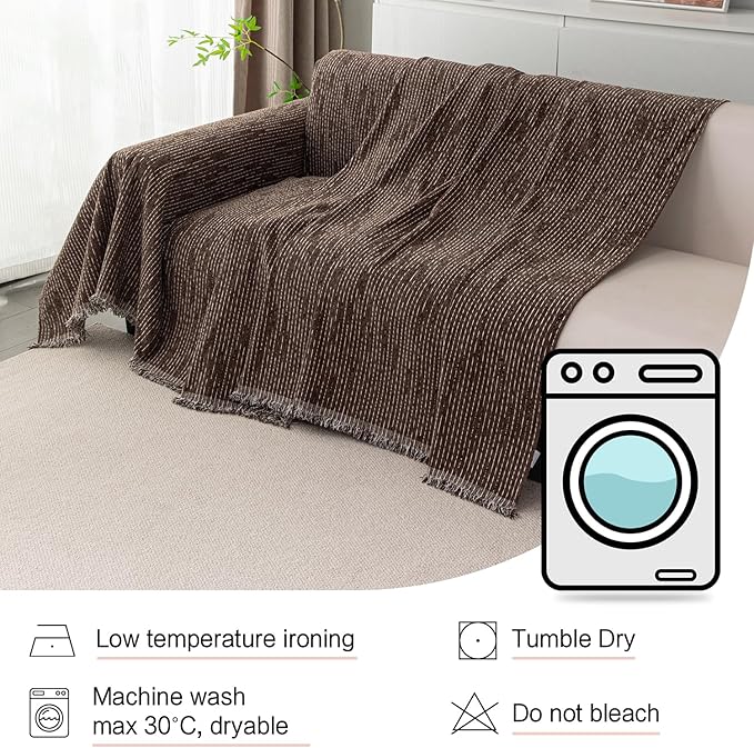 MYSKY HOME Couch Covers for 3 Cushion Couch Sofa, Sectional Couch Cover L Shape Chenille Couch Cushion Covers for Pets, Furniture Protector Cover for Dogs, Kids, 91"X150", Deep Chocolate