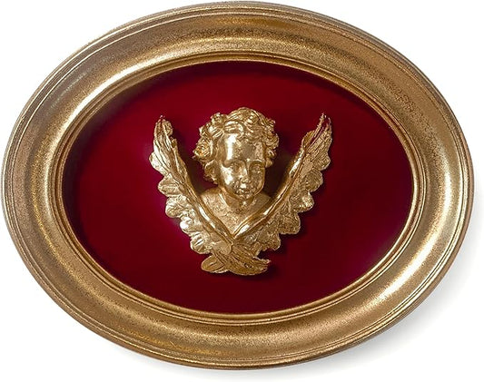 97 Decor Bronze Vintage Wall Sculpture - Gold Vintage Wall Decor For Hallway, Moody Antique Art Victorian Statue, Unique Angel Cherub Decorations For Home Living Room Bedroom Kitchen