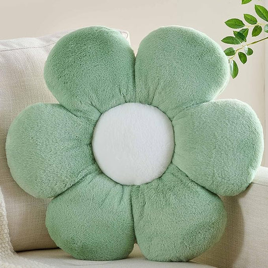 CANGHI Green Flower Pillow 19.68 inch Flower Shaped Throw Pillows Daisy Plush Pillow Floor Pillows Seat Cushion Cute Aesthetic Decorative Throw Pillows for Bed Home Sofa Chair Couch Decor