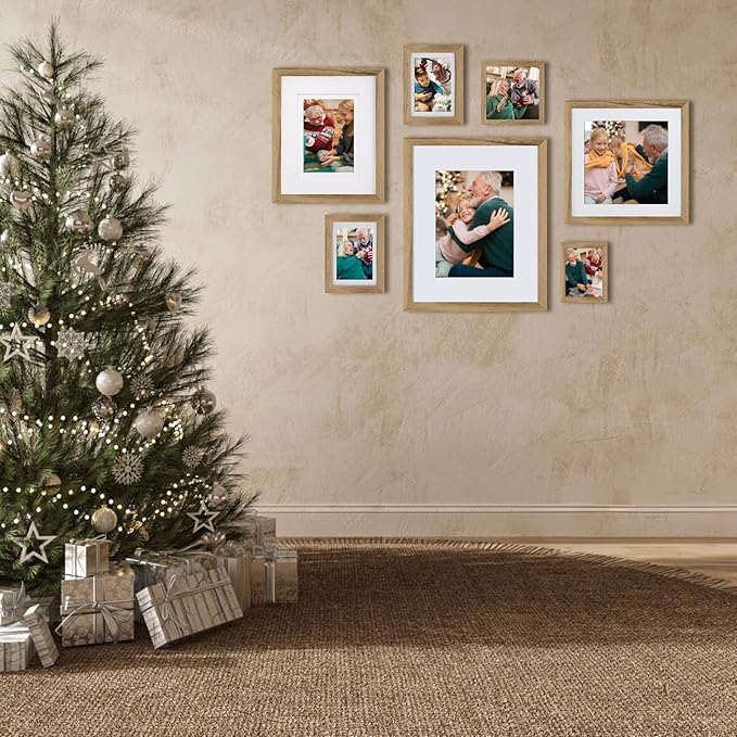 Egofine 4x6 Picture Frames with Plexiglass, Display Pictures 3x4.5 and 3.5x5 with Mat or 4x6 Without Mat Set of 4 for Tabletop and Wall Mounting, Carbonized Brown
