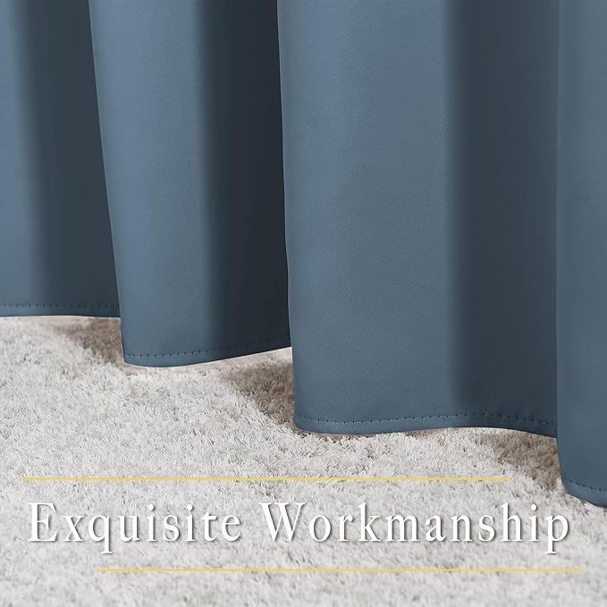 NICETOWN Patio Blackout Curtain Panels - Thermal Insulated Grommet Blackout Drapes Light Blinds Room Darkening Window Treatments for Villa/Cottage (2 Panels, W80 x L95, Smoky Blue)