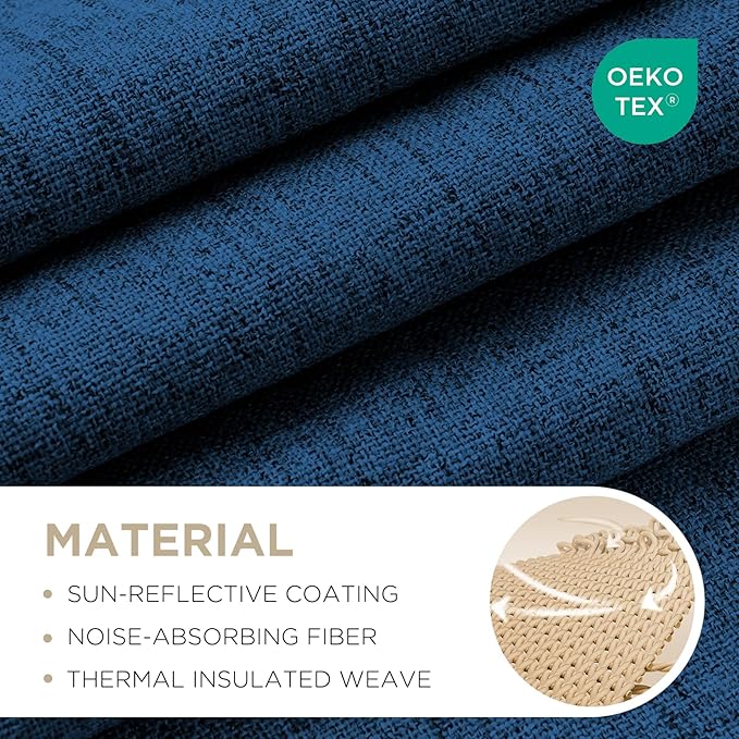 Joydeco Blackout Curtains for Bedroom - 120 Inch Long 100% Light Blocking 2 Panels Navy Blue Drapes, Thermal Insulated Room Darkening Curtains, Linen Textured for Living Room, Rod Pocket & Back Tabs