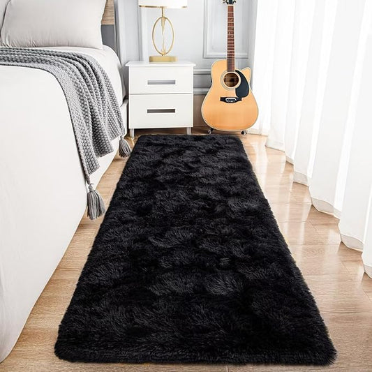 Noahas Black Runner Rug for Hallway,2'x5' Long Area Rugs for Bedroom Living Room,Non Slip Thick Shag Floor Carpet for Entryway Kitchen Dorm Nursery Bedside Kids Room