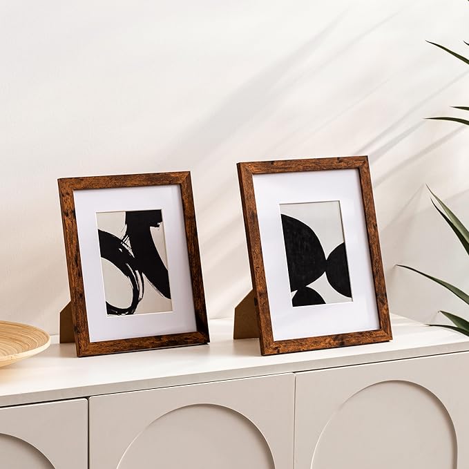 eletecpro 8x10 Picture Frames Set of 10, Picture Frame Collage Wall Decor Display 5x7 Photo with Mat or 8x10 without Mat, Home Decor Gallery Frame for Table Top or Wall Mounting, Brown