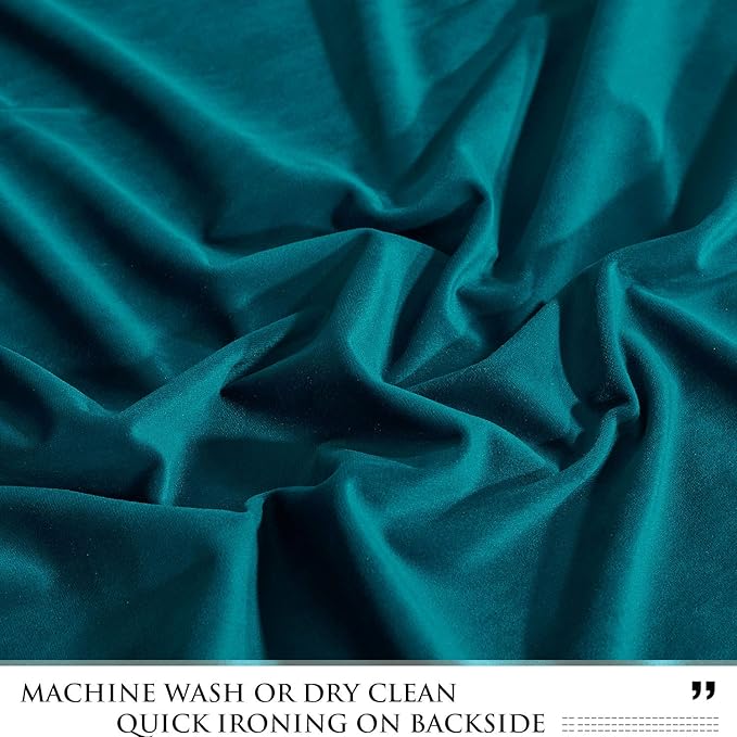 StangH Teal Velvet Curtains Blackout - Heavy-Duty Thermal Insulated Drapes Home Decor for Farmhouse Living Room/Villa Window, 52 by 84-Inch, 2 Panels