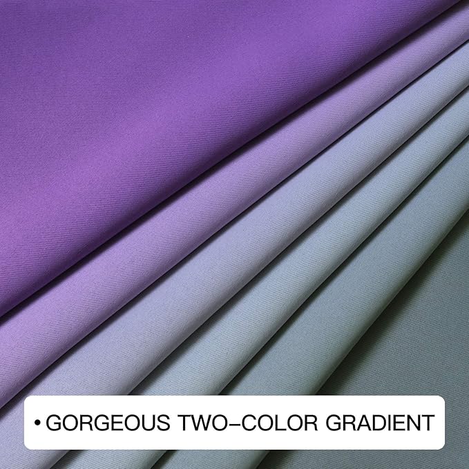COSVIYA Grommet Ombre Room Darkening Curtains 63 inches Length for Kids/Girls Bedroom, Polyester Light Blocking Purple and Grey Gradient Window Drapes/Curtains for Living Room,2 Panels, 52x63 inches
