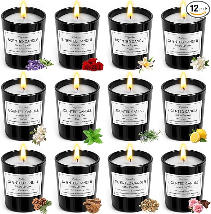 12 Pack Scented Candles Gifts Set for Women and Men, Candles for Home Scented, Natural Soy Wax 180H Long Burning, Aromatherapy Candle Bulk Gift Set for Women Christmas Birthday Thanksgiving Mother