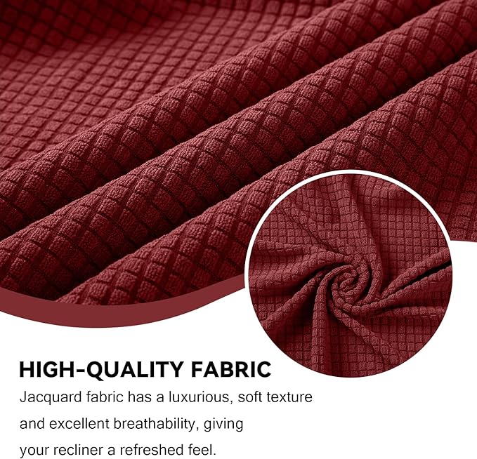Cupuamon Recliner Chair Covers,Lazy Boy Recliner Covers Stretch Reclining Covers 1 Piece Furniture Protector with Elastic Bottom for Dog,Kids-Dark Red