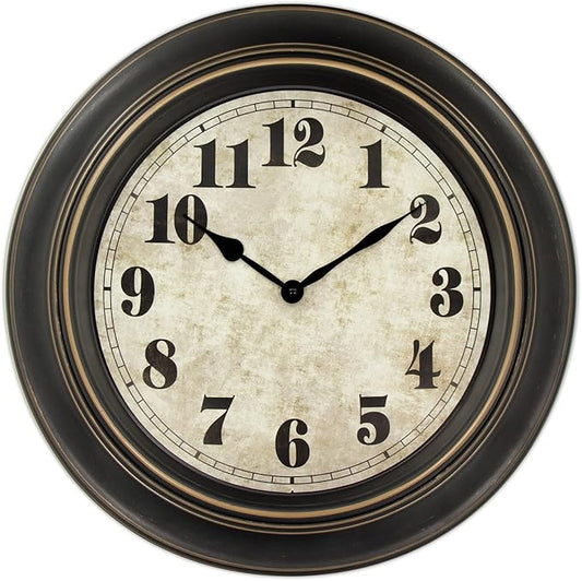 45MinST 18 Inches Retro Wall Clock, Silent Non Ticking Battery Operated Movement, Home/Wall Decor, Easy to Read, Decorate Bedroom/Living Room/Office