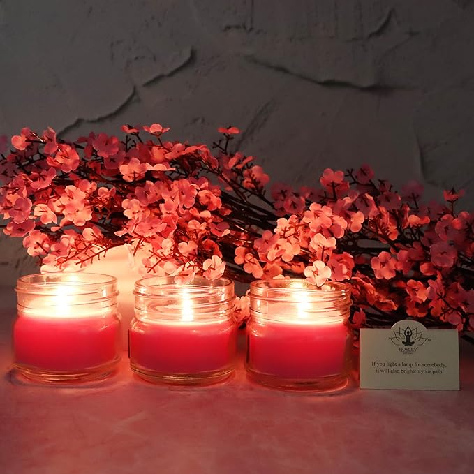 Hosley Jar Candle Pink Sunset Scented Classic 3oz Clear Glass Jar Single Wick Candle, Over Upto 20 Hours of Burn Time, Ideal for Creating Relaxing Ambience & Holiday Gifting