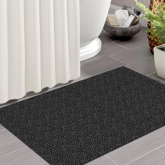 IOHOUZE Small Area Rug 2x3 Washable Woven Rugs for Entryway Non Slip Rubber Backed Front Door Rugs Indoor Doormat Throw Rug Floor Carpet for Entrance Kitchen, Black/Grey