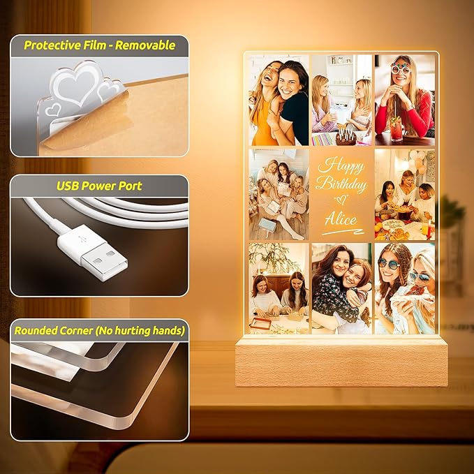 Custom Picture Frames with Photos, Personalized Photo Frame, Customized Picture Frame, Personalized Birthday Gifts for Women Men Her Him Wife Mom Dad Kid Baby Family Best Friends