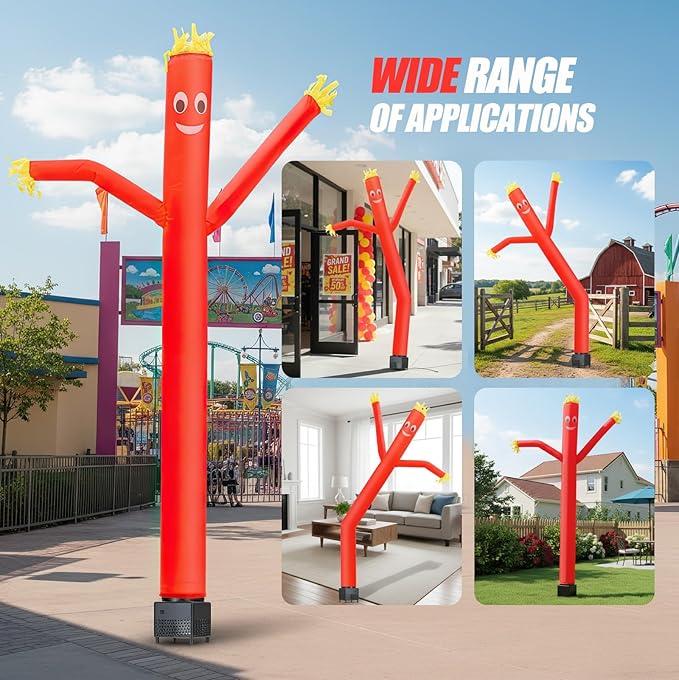 6ft Red Air Tube Dancer Inflatable Waving Tube Man with Lights & Built-in Blower - Wacky Waving Dancing Guy Set for Business Promotion