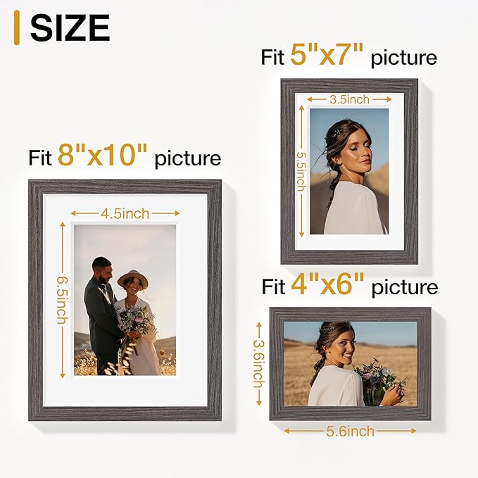 Vittanly 15 Pack Picture Frames Collage Wall Decor for Mounting or Tabletop Display, Gallery Frame Set for Family, Multi Sizes Including 3pcs 8x10, 6pcs 5x7, 6pcs 4x6, Rustic Grey
