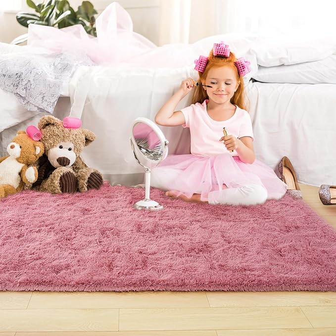 Noahas Blush Runner Rug for Hallway,2'x6' Long Area Rugs for Bedroom Living Room,Non Slip Thick Shag Carpet for Entryway Nursery Bedside Kids Girls Room Home Decor