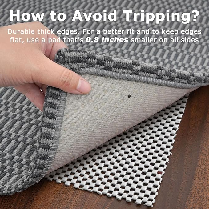 KOZYFLY Washable Runner Rug 2x5 Ft Runners for Hallways Throw Rug with Rubber Backing, Braided Cotton Entryway Runner Indoor, Carpet Runners for Hallway Kitchen Entryway Bedroom, Grey/Charcoal Grey
