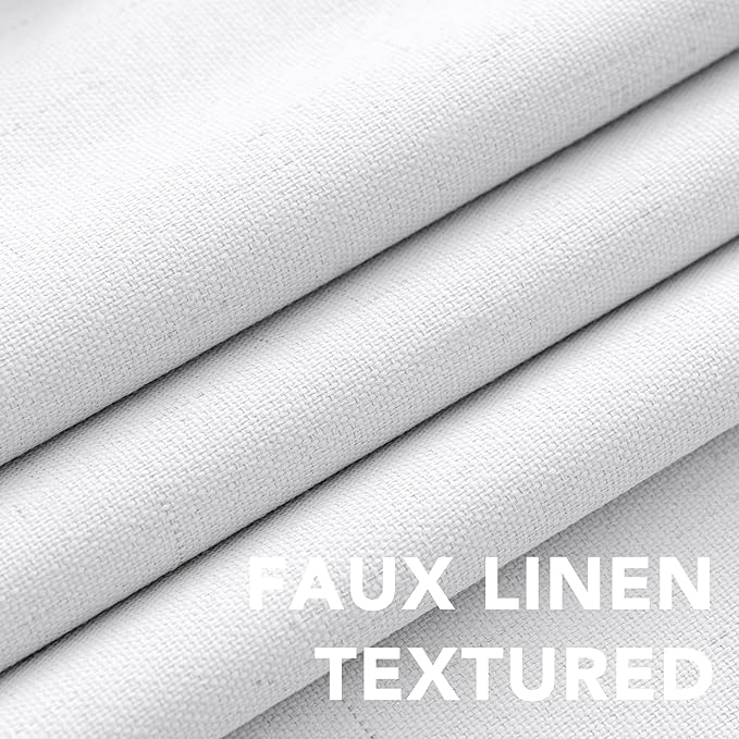 H.VERSAILTEX Primitive Linen Curtains 100% Blackout Curtain Drapes Burlap Curtains with White Thermal Insulated Liner, Grommet Top Curtain Living Room/Bedroom (2 Panels, 42 x 45 Inch, Pure White)
