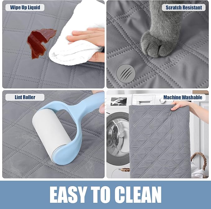 Smiry Waterproof Dog Bed Cover Pet Blanket, Soft Washable Dog Blanket for Furniture Bed Couch Sofa Reversible, Checkered (68"x82", Grey/Grey)