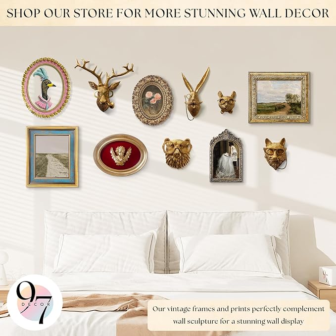 97 Decor Vintage Goose Decor For Home Kitchen - Pink Ovall Wall Art, Handcrafted Wall Sculptures For Living Room Decorations, Unique Walls Pediments For Girls Bedroom, Nursery