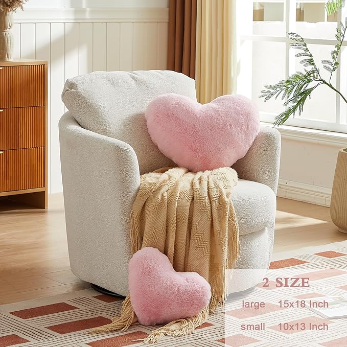 EastTree Heart Pillows, Light Pink Heart Shaped Pillows, Ultra Soft Extra-Large Fluffy Pillows, Love Throw Pillows Gifts, Women Girls Living Room Decor 15x18 Inch