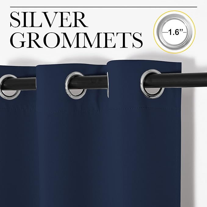 NICETOWN Navy Blackout Curtains 120" Long for Living Room, 55" W, Set of 2, Thermal Insulated Window Treatment Light Reducing Room Darkening Drapes for Boys Kids Bedroom, Classroom, Apartment
