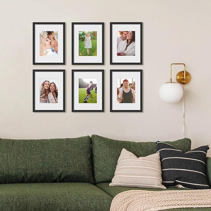 upsimples 9x12 Picture Frame, Display Pictures 6x8 with Mat or 9x12 Without, Wall Hanging Photo Frames, Black, 1 Pack