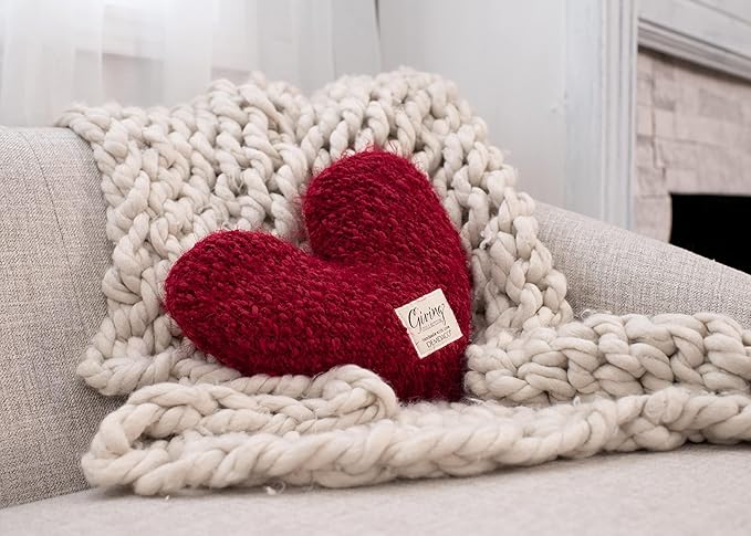 DEMDACO Giving Collection Cranberry Red Weighted Giving Heart - Weighted Heart Pillow for Bedding - Decorative Throw Pillow - Meaningful Gift Idea - Handmade - Luxurious, Soft & Cozy - 1.85 lbs