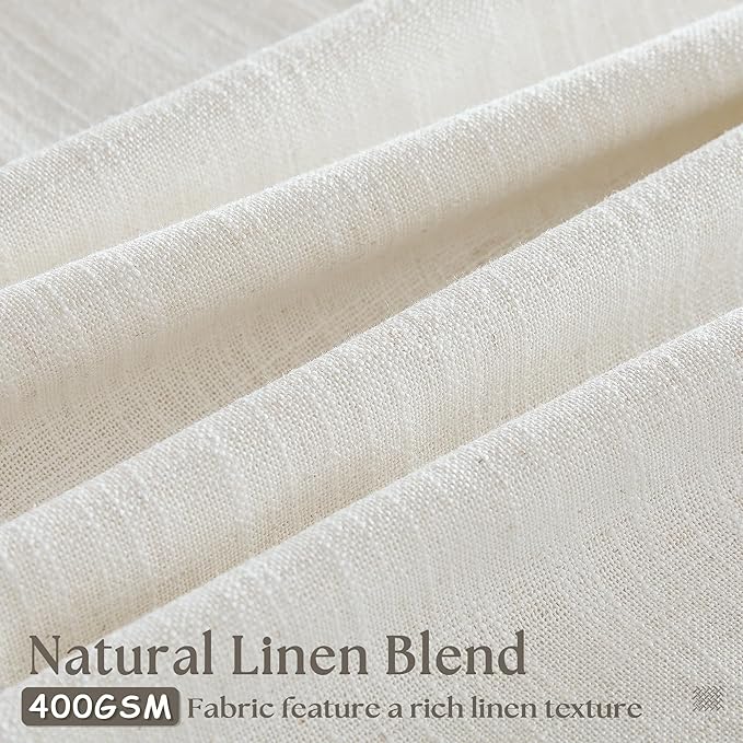 Pinch Pleated Linen Curtains 94 Inches Long for Living Room 2 Panel Set Cream Ivory Light Filtering Pinch Pleat Hooks Rings Back Tab Neutral Boho Farmhouse 94 Inch Curtain Drapes for Bedroom Window