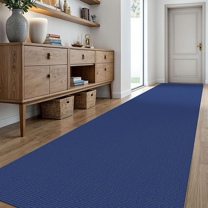 KOZYFLY Washable Runner Rug 3x18 ft Hallway Kitchen Runner Rugs with Rubber Backing Bobo Non Slip Entryway Runner Indoor, Long Carpet Runners for Hall Kitchen Entryway, Royal Blue