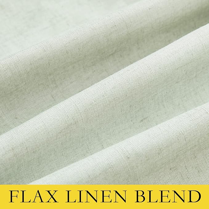 NICETOWN Sage Green Short Kitchen Linen Blackout Curtains 48 inches Length for Kitchen, 52" Wide, Pair of Thermal Insulated & Energy Efficiency Drapes for Windows, Lined Linen Flax Window Dressing