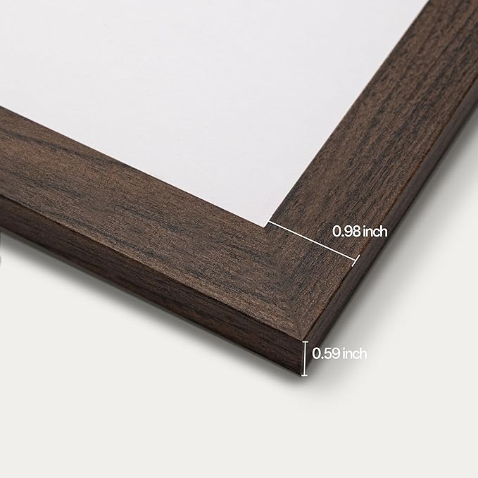 eletecpro 16x20 Picture Frames Set of 5, Gallery Wall Frames Display 11x14 Photo with Mat or 16x20 without Mat, Picture Frame Collage Wall Decor for Wall Mounting, Walnut Brown
