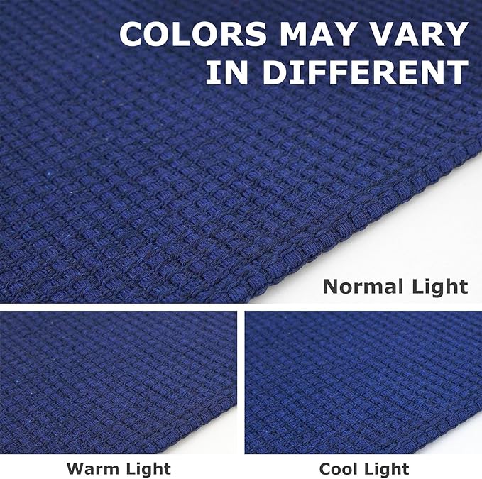 IOHOUZE Washable Exrea Long Hallway Runner Rug 3x20 Non Slip Rubber Backed Kitchen Runner Entryway Runner Indoor, Woven Rugs Floor Carpet for Kitchen Hall Entryway, Royal Blue/Navy