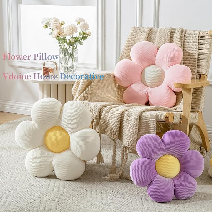 Flower Pillow, Flower Shaped Throw Pillow Cushion Seating Pink Flower PlushThrow Pillow Floor Pillows Home Decorative Seating Cushions