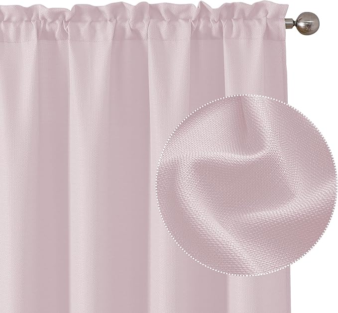 Chyhomenyc Bennet Blush Pink Curtains 84 Inches Long 2 Panels, Faux Linen Textured Semi Sheer Light Filtering Soft Airy Privacy Farmhouse Curtain Drapes for Living Room Bedroom, 40" Wx84 L