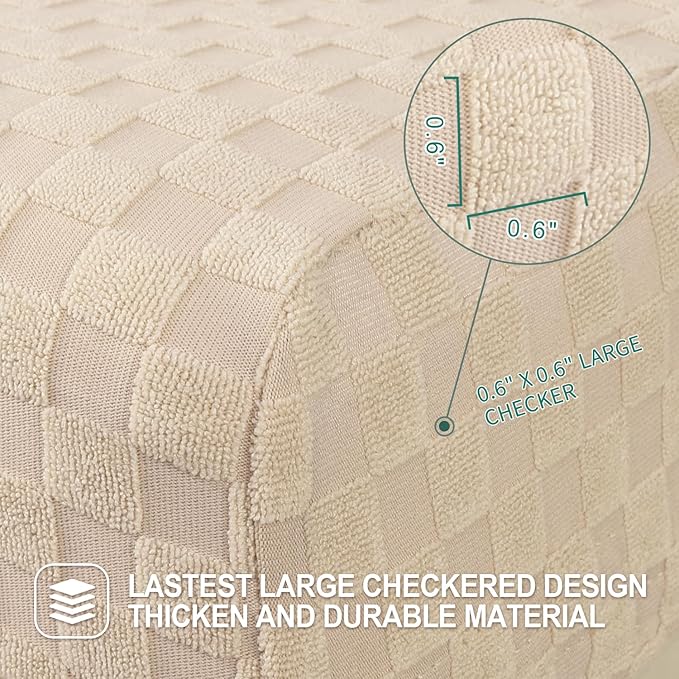 YEMYHOM 4 Pieces Stretch Recliner Slipcover Latest Jacquard Recliner Chair Cover with Side Pocket Anti-Slip Fitted Recliner Cover Couch Furniture Protector with Elastic Bottom (Recliner, Beige)