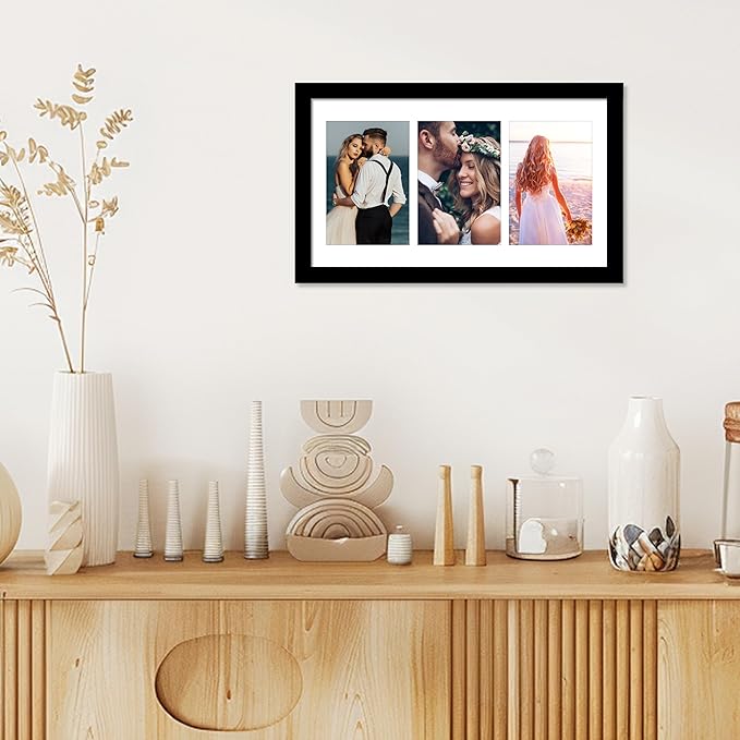 VIOLABBEY 8x14 Collage Picture Frames 2Pack, Fit Three 4x6 Photos with Mat or One 8x14 Pictures without Mat for Wall,4x6 Picture Frame Collage Black