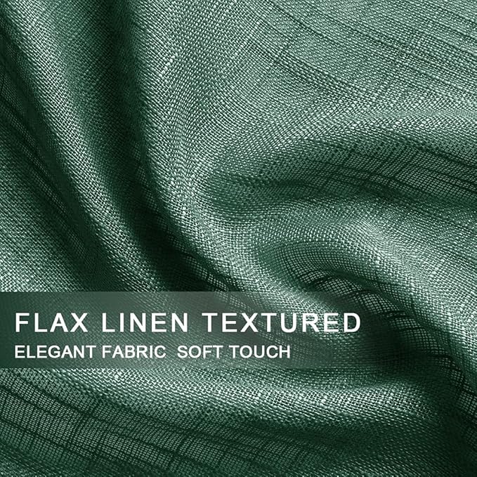 Dark Green Curtains 36 In for Bedroom 2 Panels Small Rod Pocket Cafe Curtain Semi Sheer Short Bay Window Curtains for Living Room Kitchen Cabinet Above Sink Bathroom RV Shades Camper Blinds 36L Long