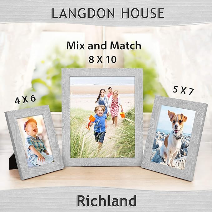 Langdon House 5x7 Picture Frames (Ash Gray, 6 Pack) Woodgrain Style, Richland Collection