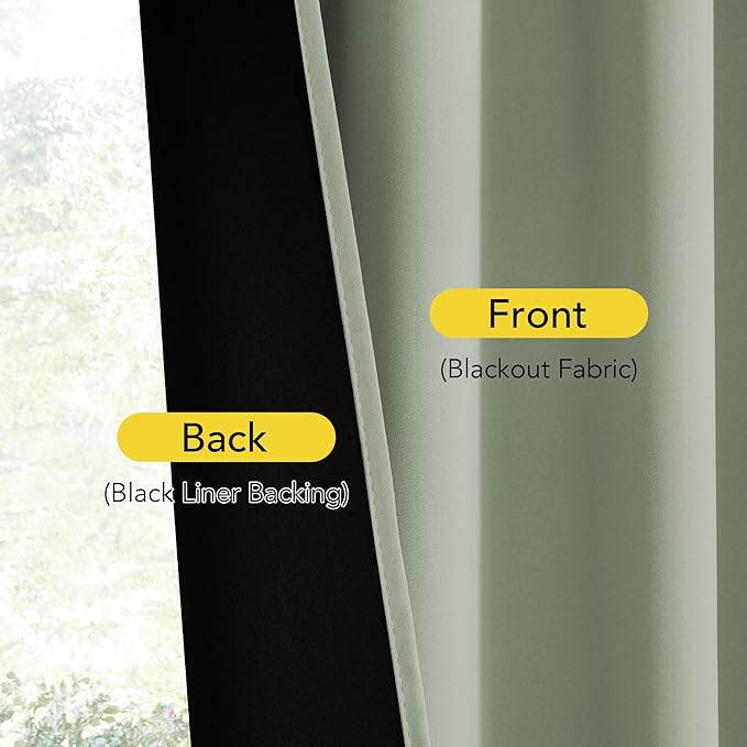 NICETOWN 100% Blackout French Door Curtain,Privacy Thermal Insulated Window Curtain with Adjustable Tieback for Glass Front Sliding Patio Christmas Door Decor, 1 Panel, 36W x 72L, Sage Green