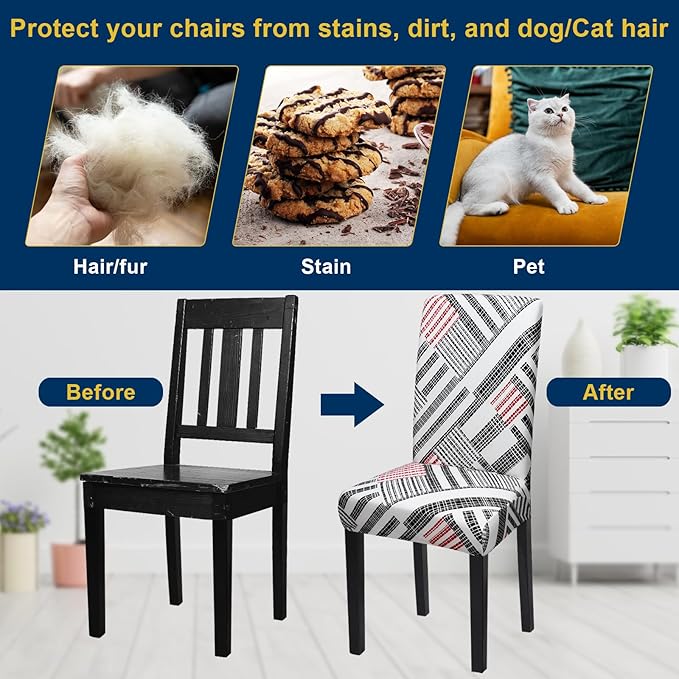 Chair Covers, Stretch Kitchen Chair Covers/Dining Chair Covers for Dining Room 8 Pack, Removable Washable Dining Chair Slipcovers for Home, Hotel, Banquet