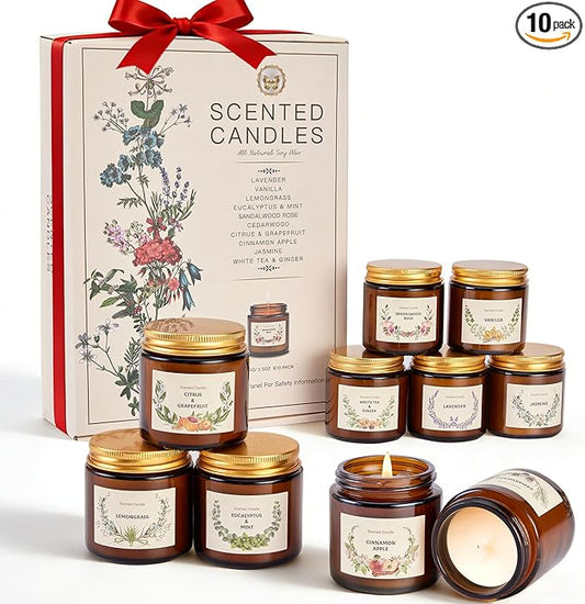 Scented Candle Gift Set for Women, 10 Pack Long Lasting Soy Wax Candles, Aromatherapy Candles for Home, Perfect Gifts for Birthday, Mother’s Day, Thanksgiving & Holidays